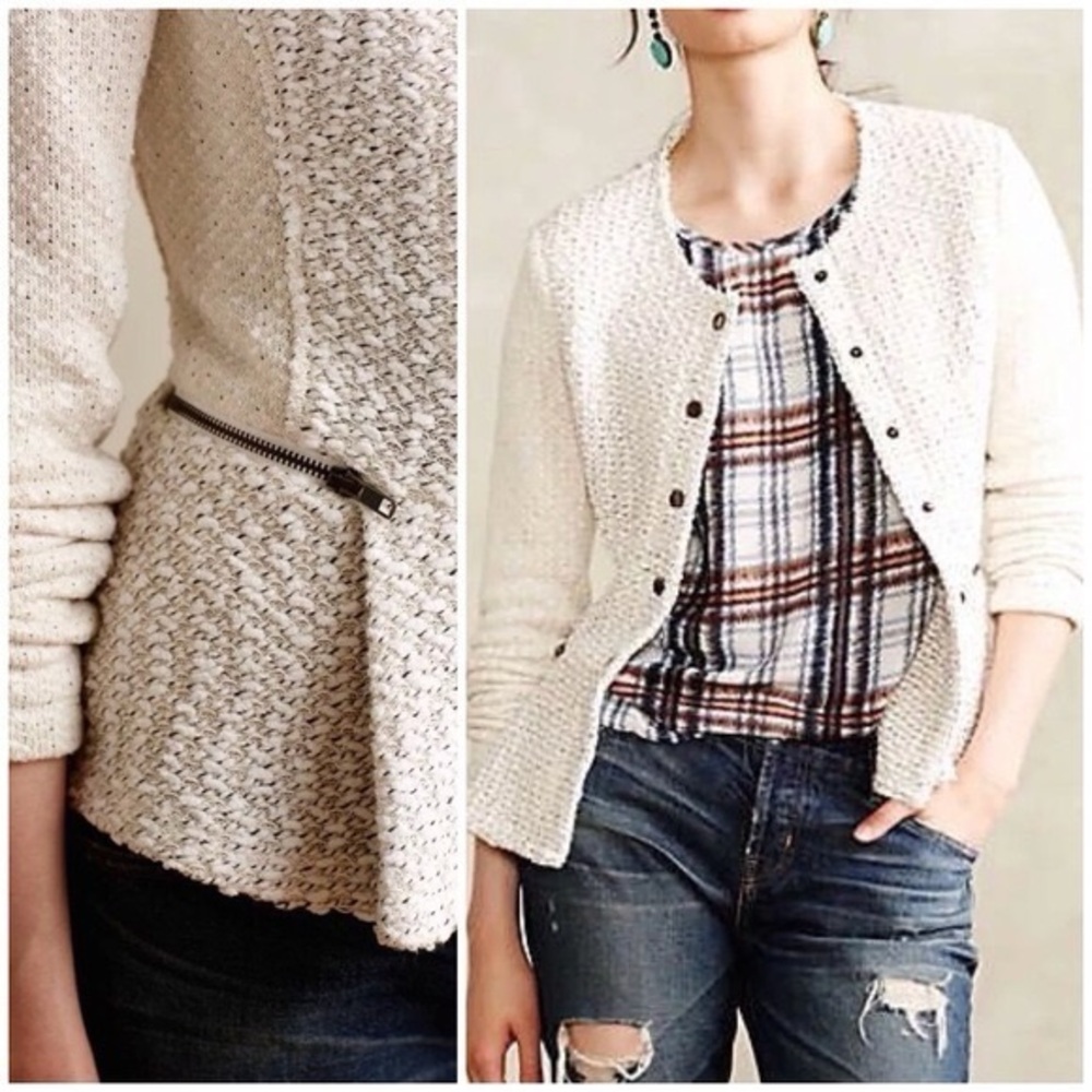 Anthropologie Cartonnier  Textured Knit Button Cardigan Sweater